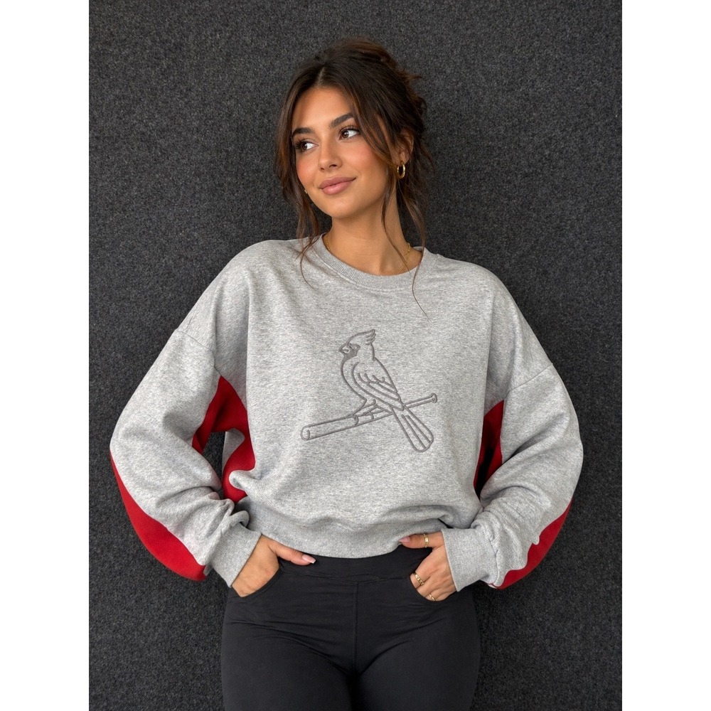 St‎ Louis Cardinals New Era Sweatshirt Womens Small Gray Red MLB Baseball Fleece